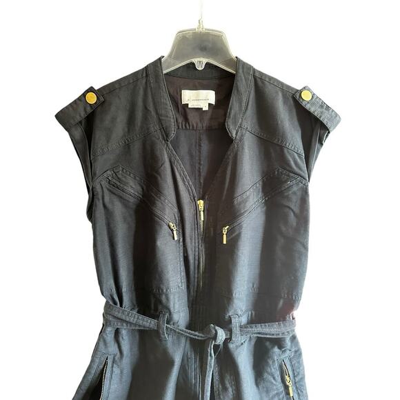 Anthropologie Black & Gold Utility Jumpsuit, Belted, Relaxed Fit, Women’s small - Picture 6 of 13